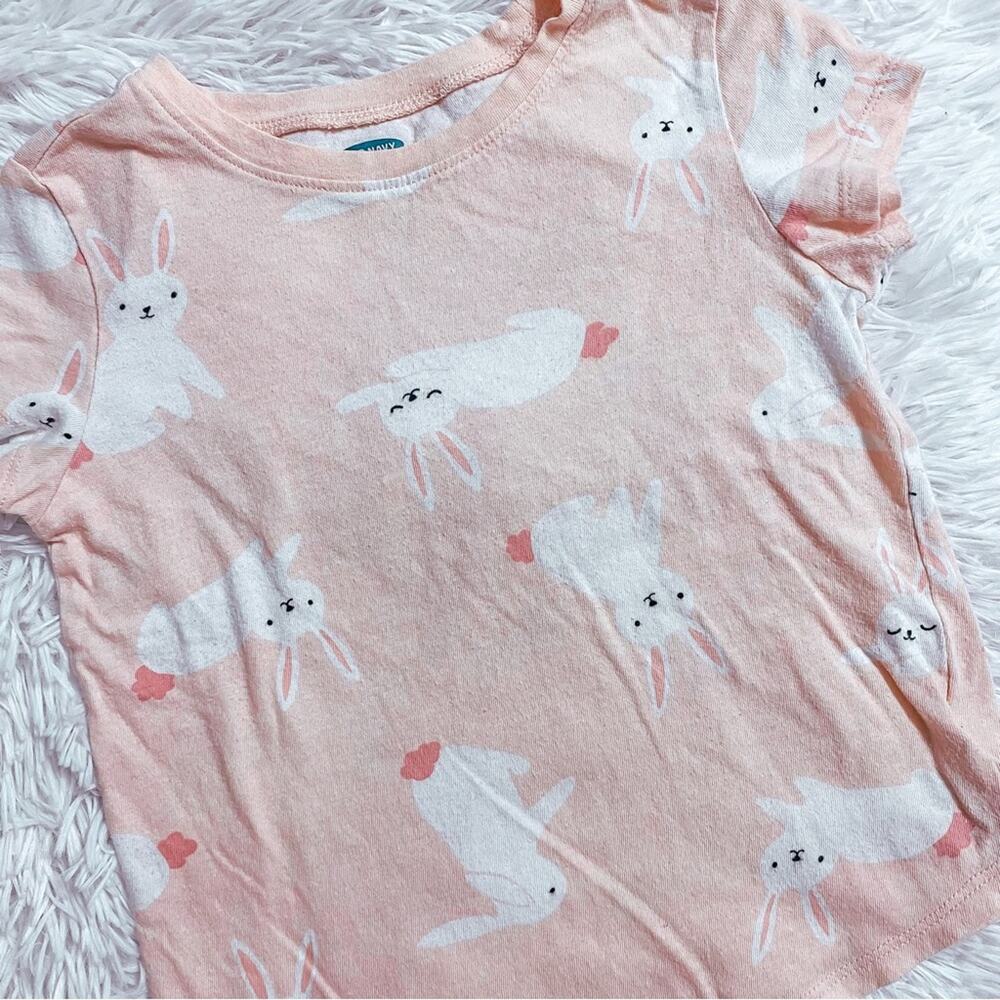 OLD NAVY • Light Pink Easter Bunny Rabbit Print Short Sleeve Graphic Tee